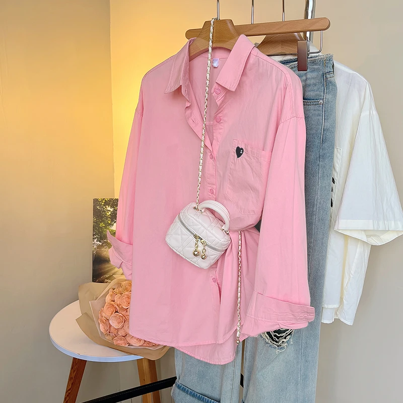 刺绣纯棉衬衫女长袖2024秋装小衫新款别致宽松超好看上衣洋气衬衣