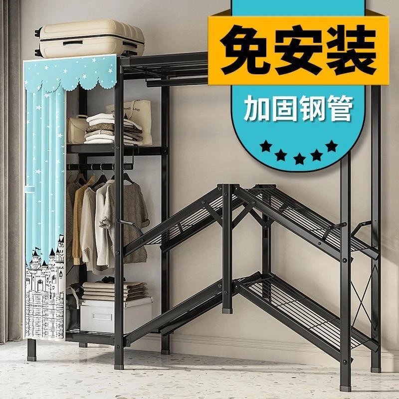 新疆包邮西藏包邮免安装折叠简易布衣柜家用卧室出租房衣橱结实耐