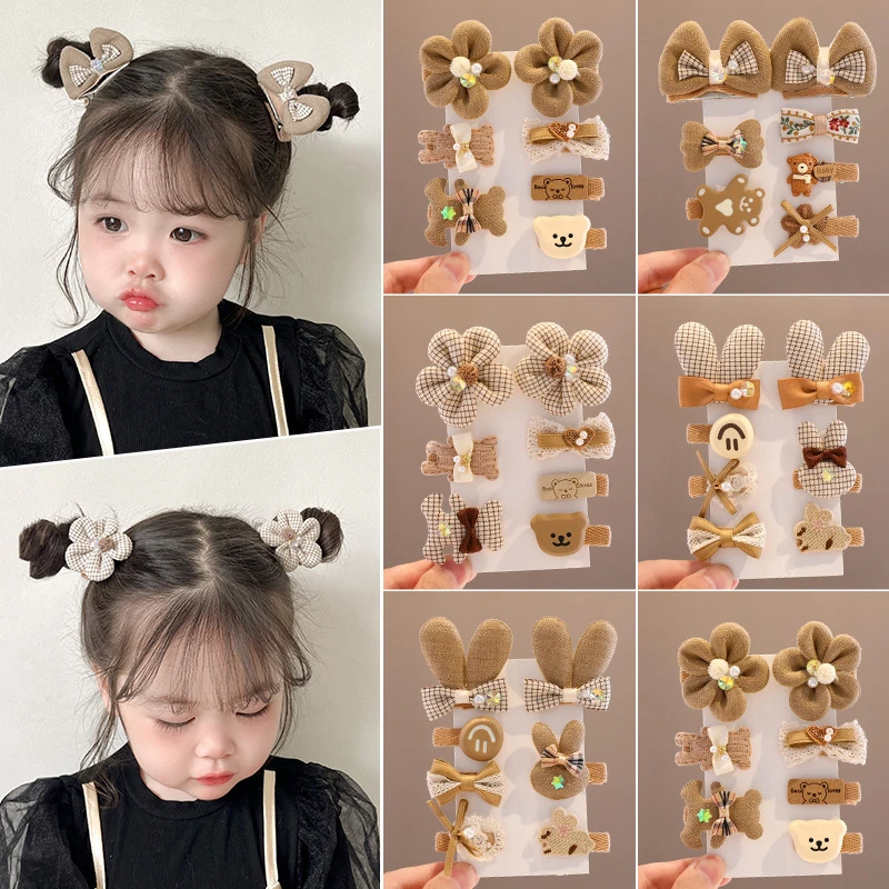 儿童发夹奶咖蝴蝶结小熊发卡女童不伤发韩版碎发夹宝宝可爱发饰