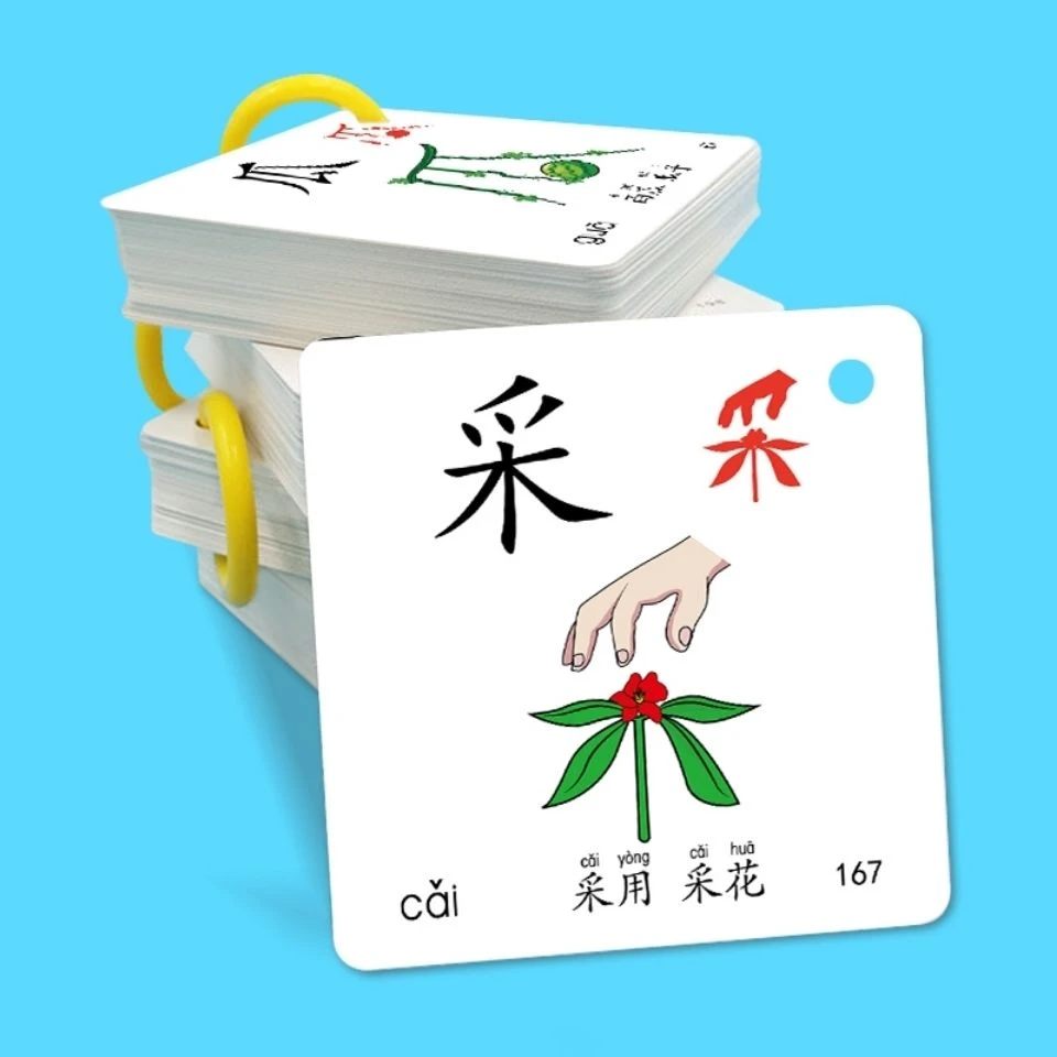 识字卡片学龄前儿童 宝宝幼儿启蒙早教幼儿园学前班有图认字卡片