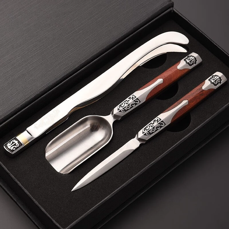 叙锦大马士革普洱开茶刀茶道六君子茶勺茶铲茶夹功夫茶具配件茶刷