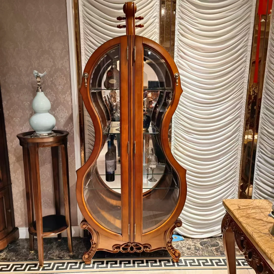 YM559提琴酒柜805*360*1850   美式落地客厅玄关古典欧式隔断双门