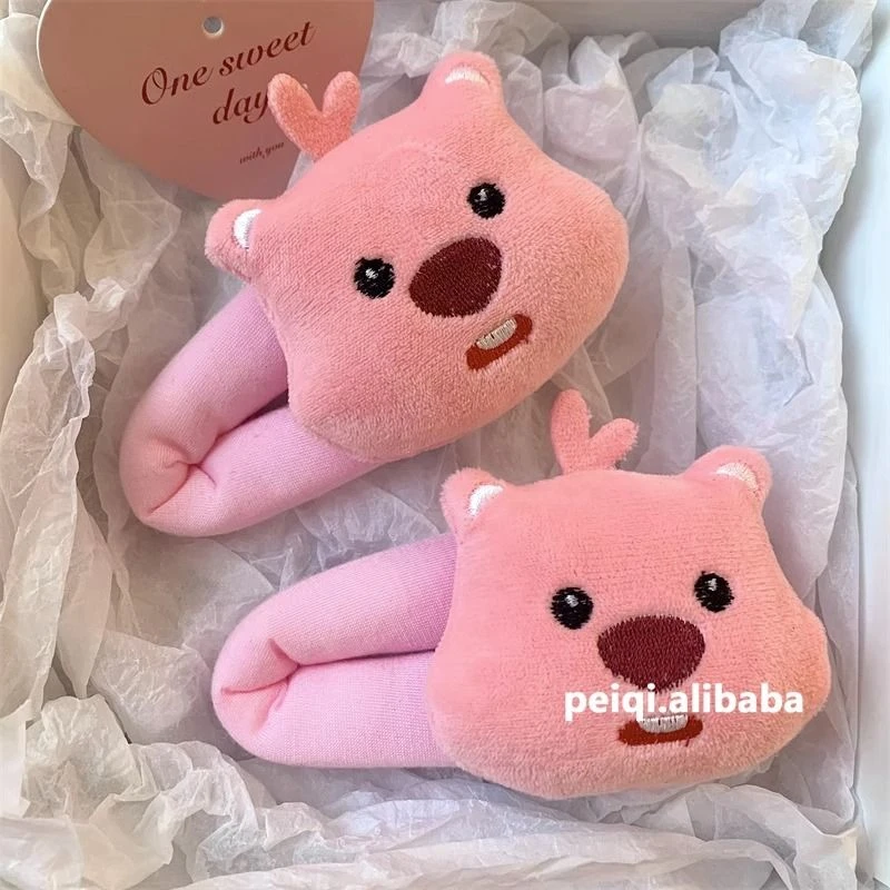 家用毛巾毛绒学生加厚loopy海狸露比可爱发夹粉色夹碎发夹发饰