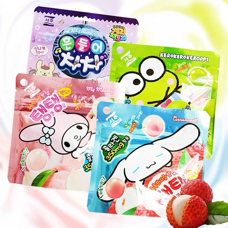 韩国进口SEOJU西洲三丽鸥荔枝桃子味果汁软糖40袋装糖果休闲零食