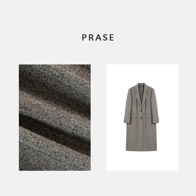 PRASE ·噜【康斯信签】微胖轻奢设计款秋复古风衣外套PR408S03