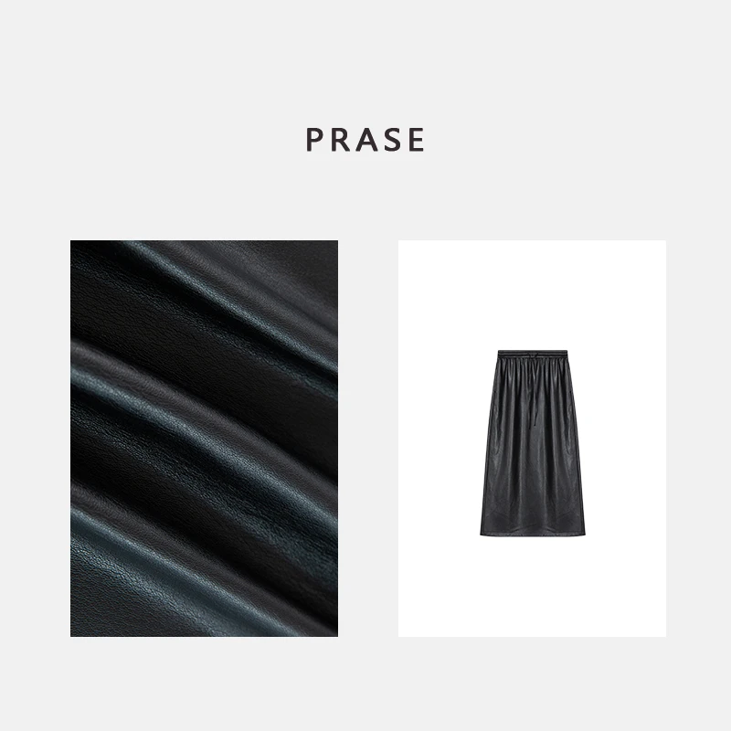 PRASE·噜【简意皮裙】微胖轻奢设计款冬显瘦皮半身裙PR412C02