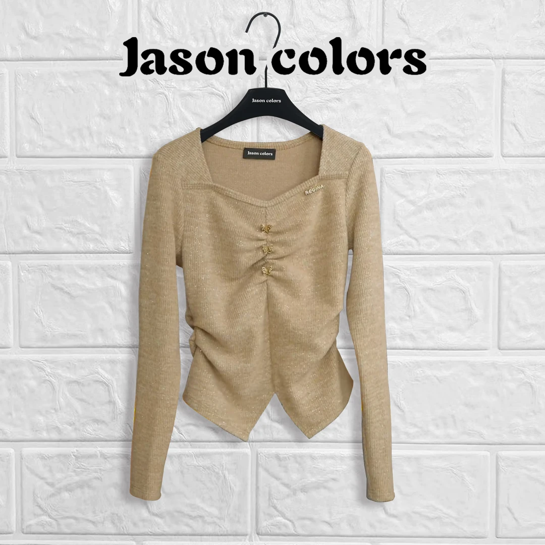 【Jason colors】轻奢百搭修身冬季时尚气质设计感显瘦长袖小衫上衣