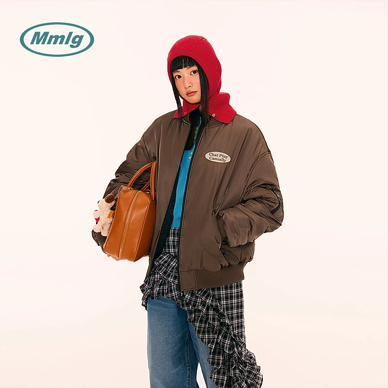 Mmlg2025年冬季短款飞行员夹克棉服蓄热棉填充棉衣情侣同款EQM004