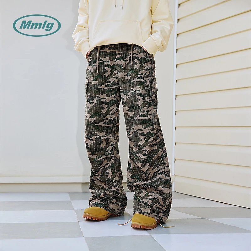 Mmlg 87mm 潮流迷彩休闲长裤个性定制腰绳多口袋设计情侣款EQK013