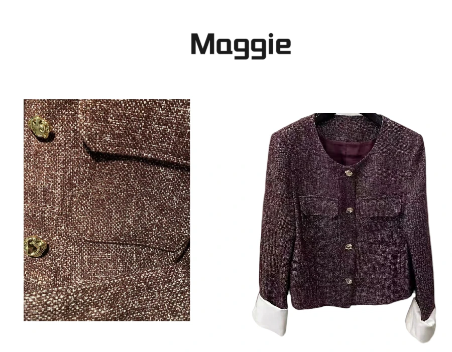 24年时尚舒适百搭圆领拼色袖口外套