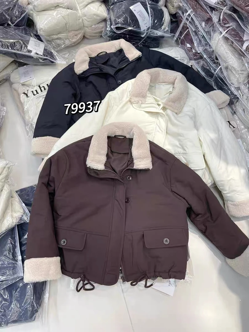 2024年冬新款韩国工装风翻领宽松显瘦百搭棉服外套女