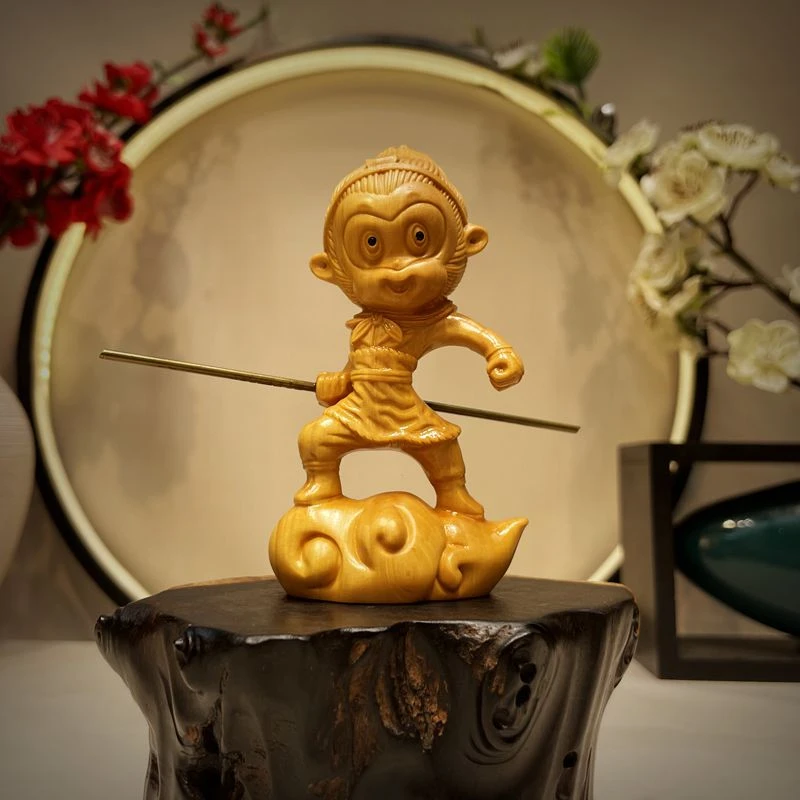 黄杨木雕Q版孙悟空  实木根雕工艺品家居装饰品