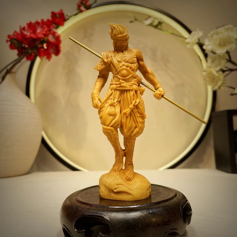 黄杨木雕齐天大圣孙悟空车中摆件实木根雕工艺品家居装饰品