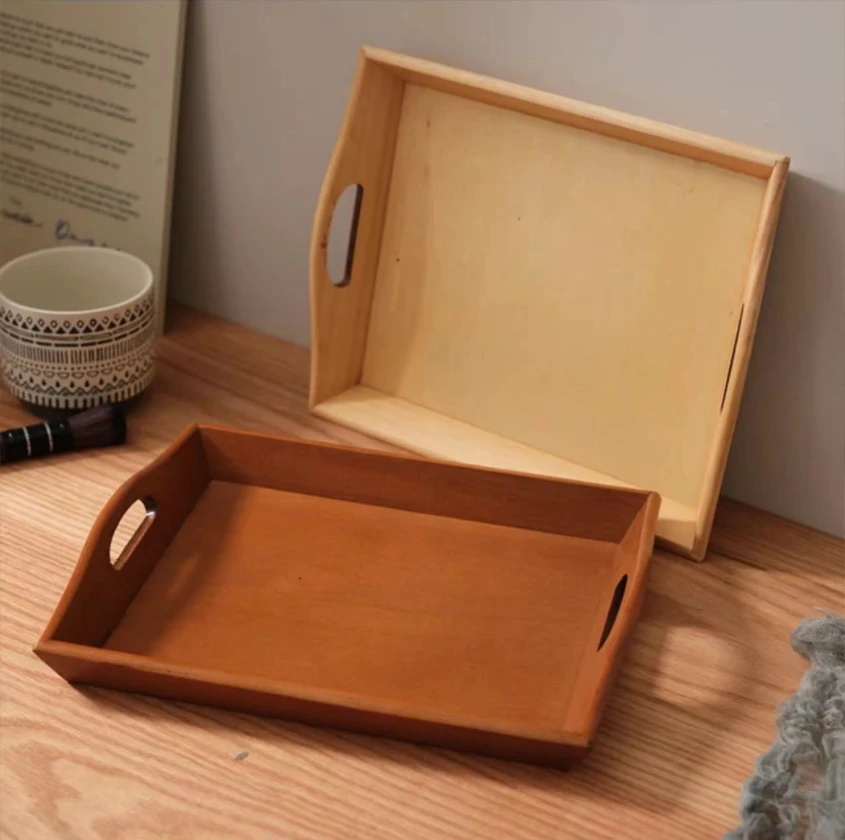 长方形托盘 实木材质 化妆品收纳 办公用品收纳 家庭办公室可用