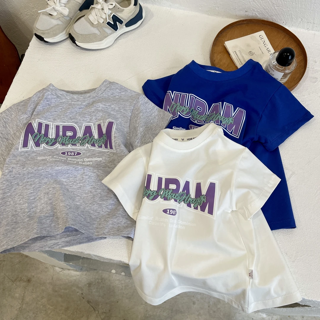 儿童夏季新款短袖T恤男童女童卡通洋气图案上衣男宝宝半袖t恤打底