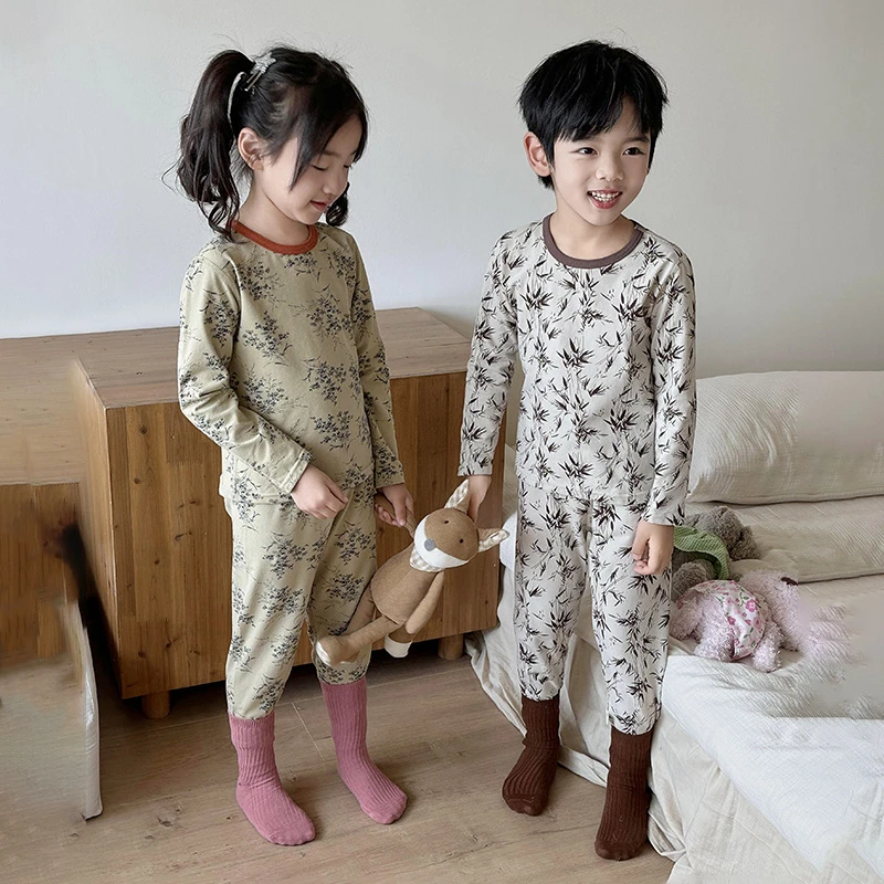 【10A抗菌】儿童莱卡新款家居服套装宝宝无骨内衣男童女童春秋款