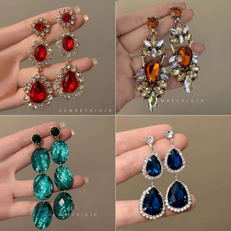 复古宫廷奢华夸张摩登港风古典配搭旗袍红色水滴气质新娘耳环耳钉