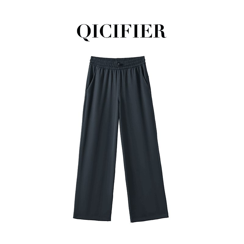 【QCFE】品牌高奢石墨灰女士空气层休闲运动宽松长裤 2884