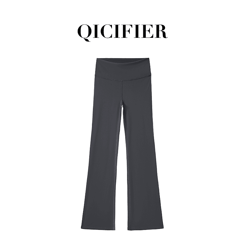 【QCFE】品牌高奢高级灰双面磨毛高腰提臀阔腿瑜伽裤 2664