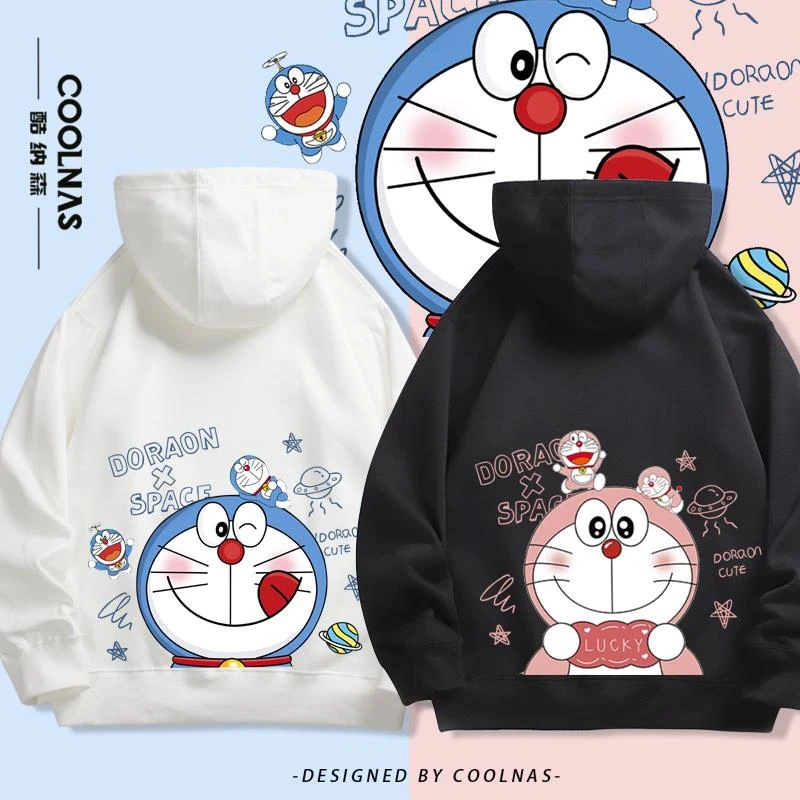 哆啦A梦叮当机器猫可爱卡通日系情侣连帽卫衣秋冬季男女休闲潮牌