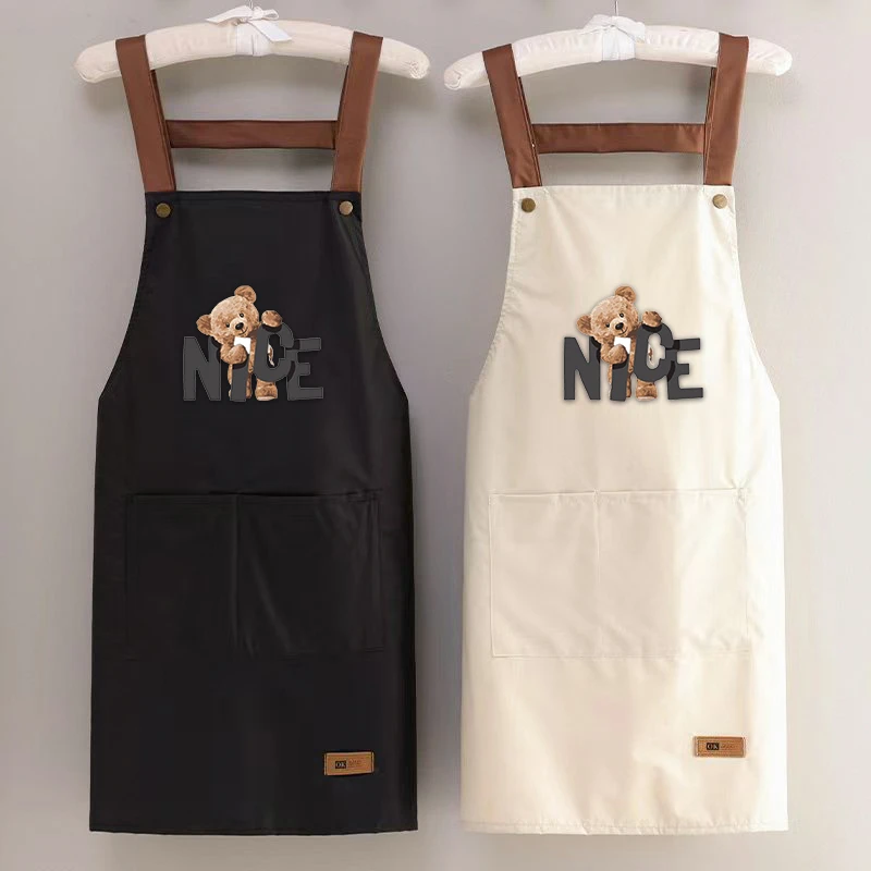 新款情侣厨房成人时尚防水防油围裙工作服家用洋气做饭无袖yw