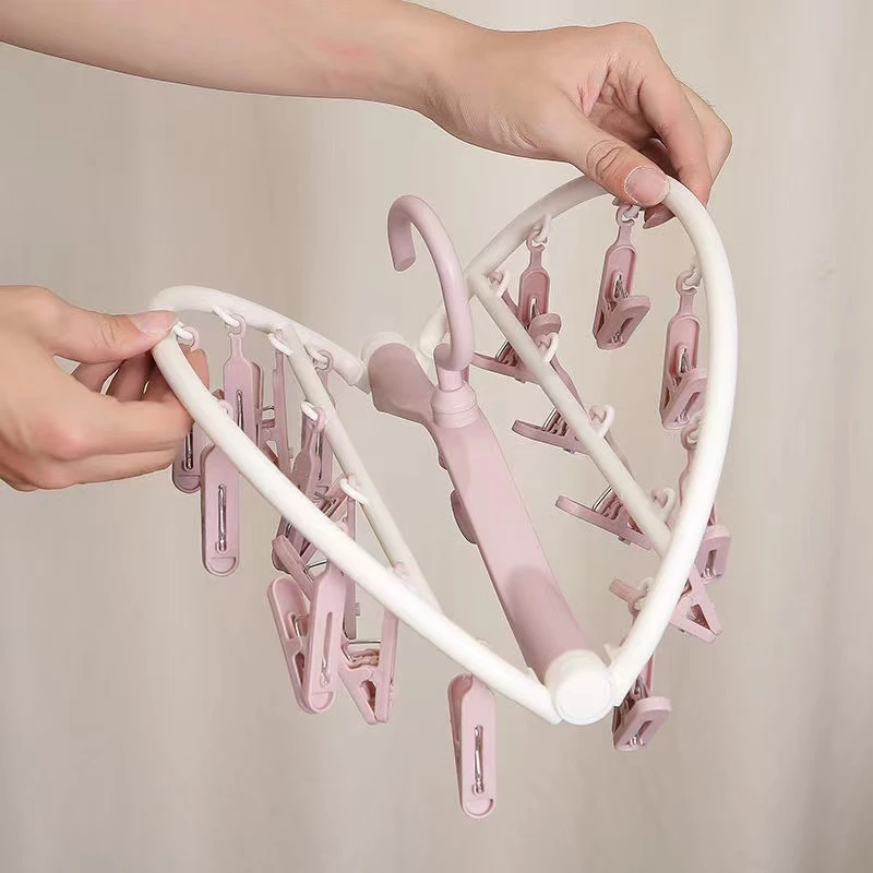 晾衣架多夹子折叠袜子架挂衣钩内裤衣架家用卧室学生宿舍阳台yj