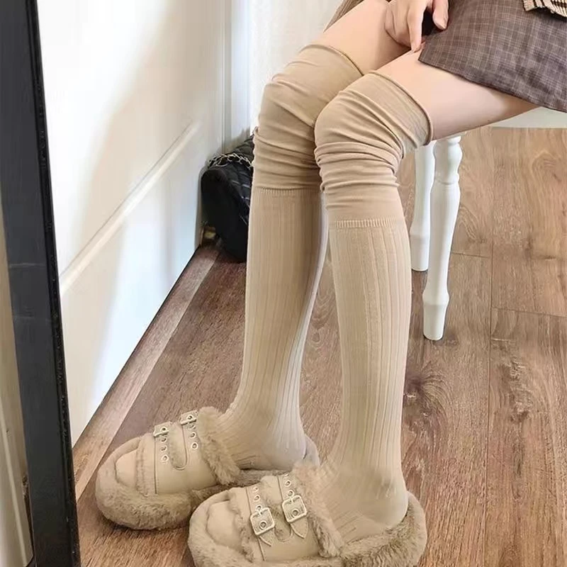 过膝袜女秋冬长筒袜黑色长腿袜过膝盖护膝袜jk大腿袜靴子堆堆yw