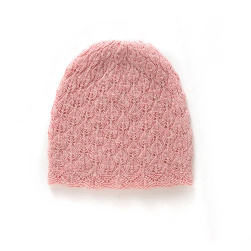 【织美100%山羊绒】加厚镂空双层帽子【帽宽26CM】女款毛线针织