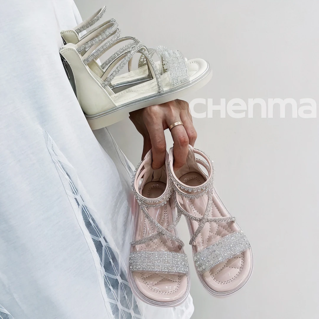 夏季新款韩版水钻洋气儿童罗马凉鞋2591