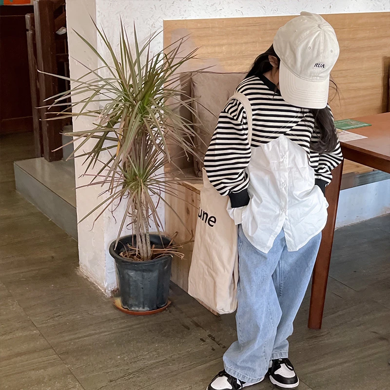 A9604   女童条纹卫衣套装春秋季新款   小雅姐姐童品