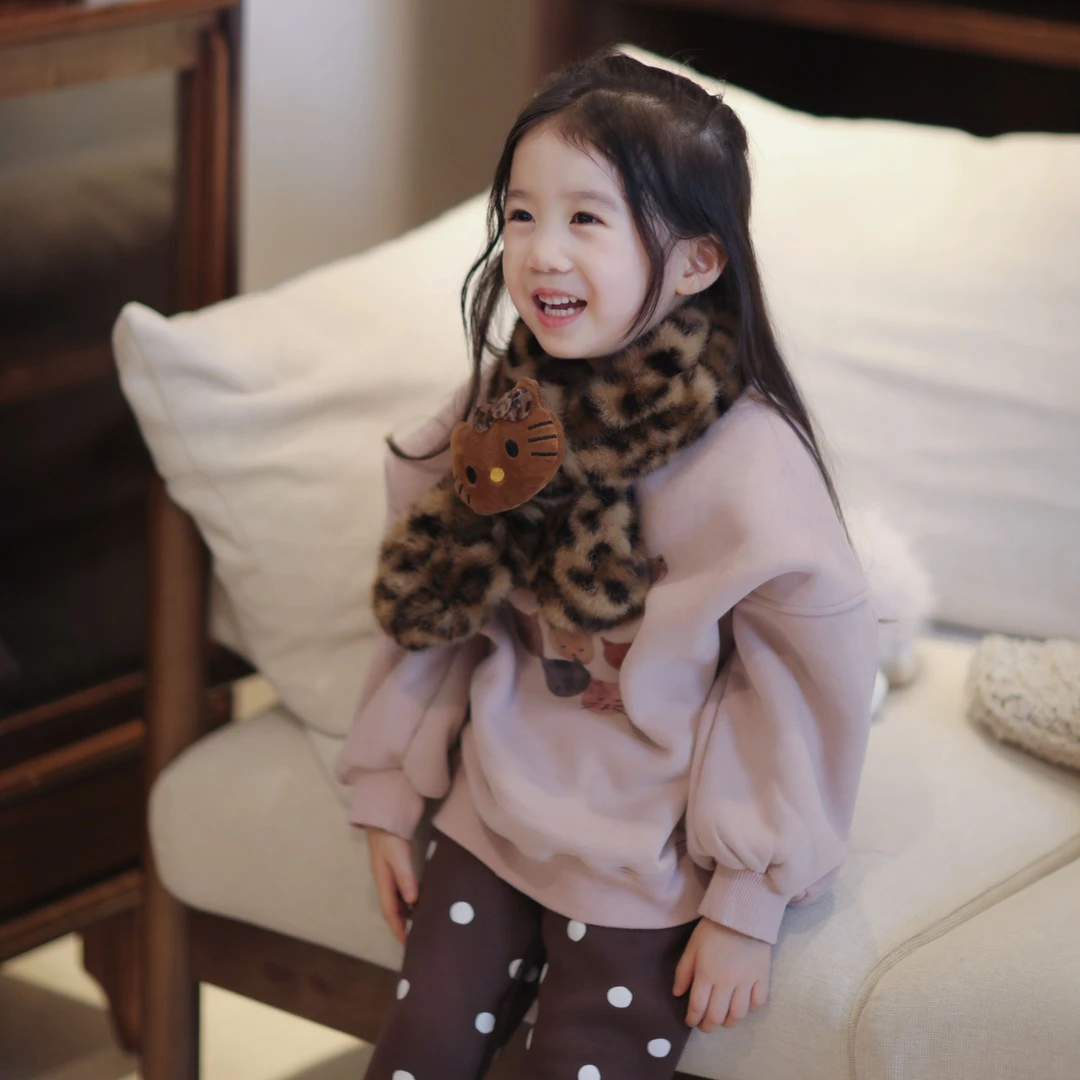 【围巾】儿童冬季时尚洋气可爱保暖豹纹围巾熙熙可可 WJ2405