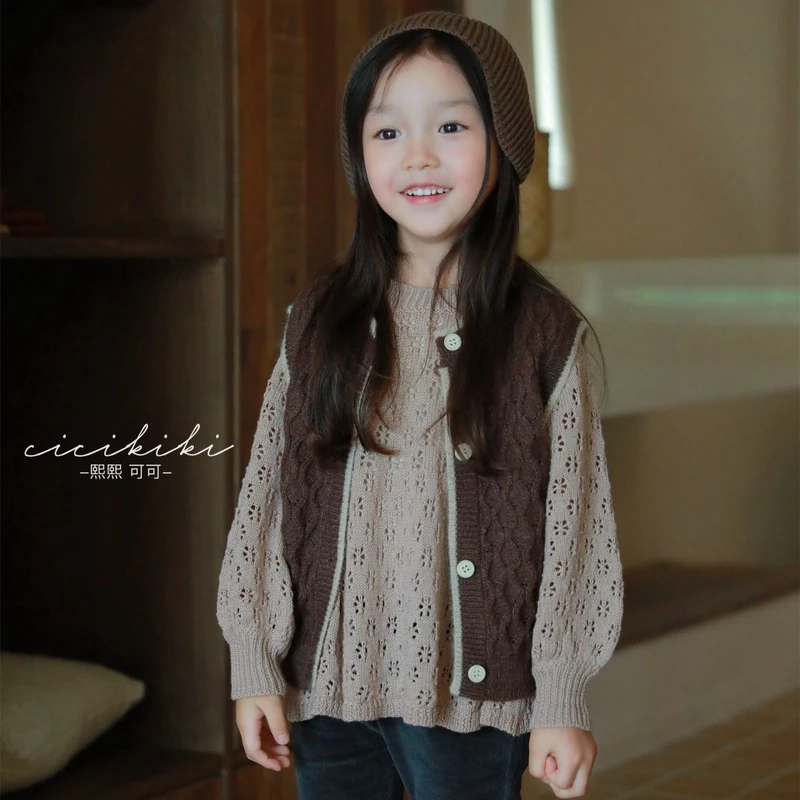 现货【茜诺贝儿】儿童时尚百搭纯色针织背心马甲吊带熙熙可可MY2339