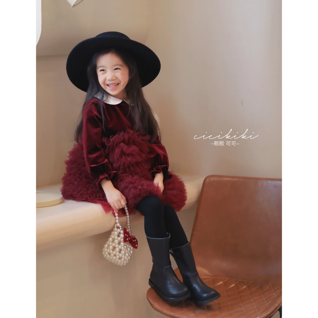 【伊娜菲儿】女童时尚气质秋冬新款儿童连衣裙 熙熙可可LYQ2432