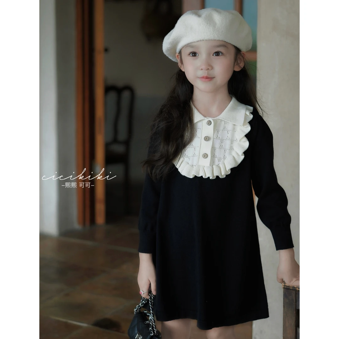 【安娜贝贝】女童时尚气质秋冬款儿童毛衣裙熙熙可可MY2436