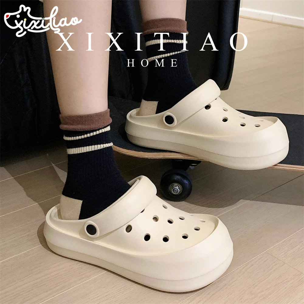 细细条 简约风亲子外穿包头凉拖鞋夏季百搭时尚踩屎感eva洞洞鞋女