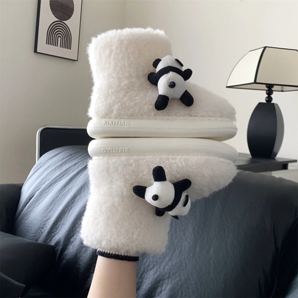 细细条 呆萌可爱趴趴熊时尚棉鞋女冬季休闲百搭保暖加厚雪地靴