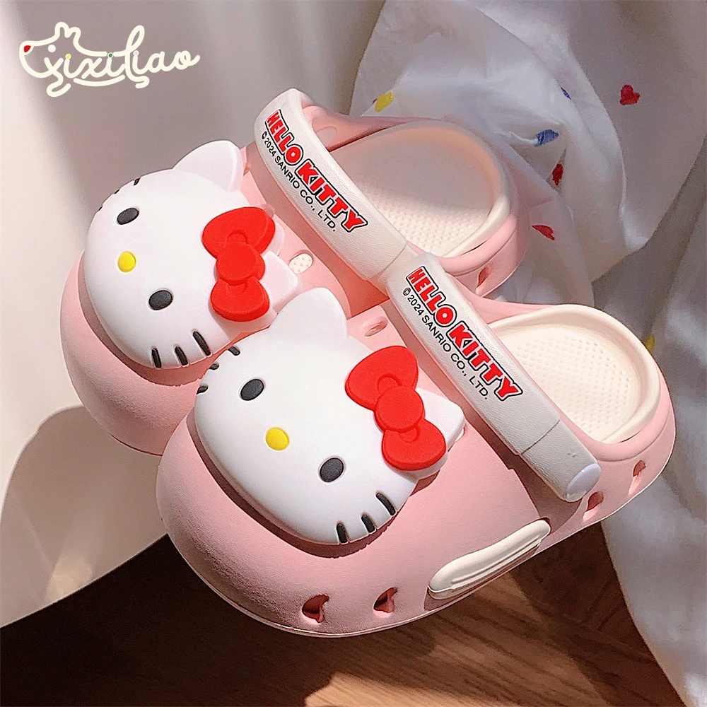 细细条 ins可爱HelloKitty儿童洞洞鞋少女心可爱夏季新款女童凉鞋