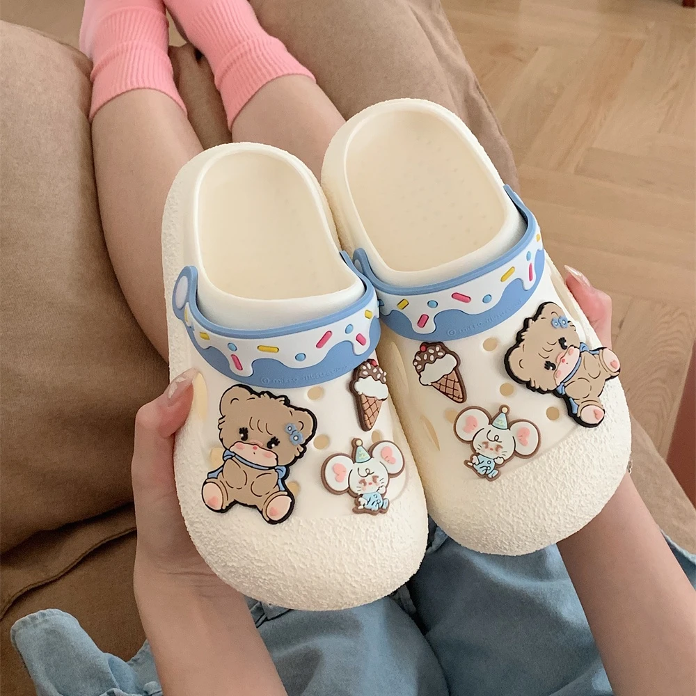 细细条 创意联名洞洞鞋夏外穿少女心可爱小熊防滑软底凉拖鞋亲子