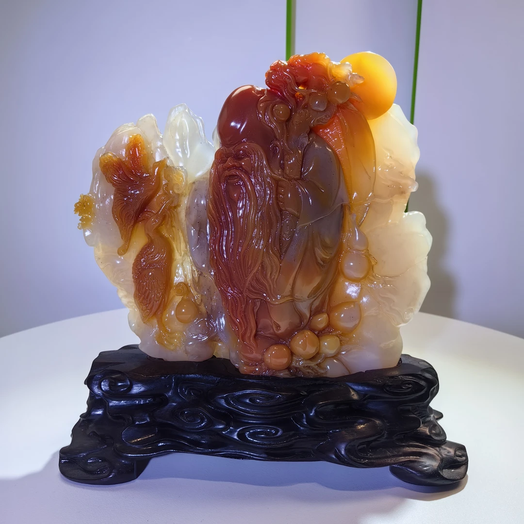 福建瑰宝寿山高山石名称鹤寿延年作者中国工艺美术大师林元康遗作