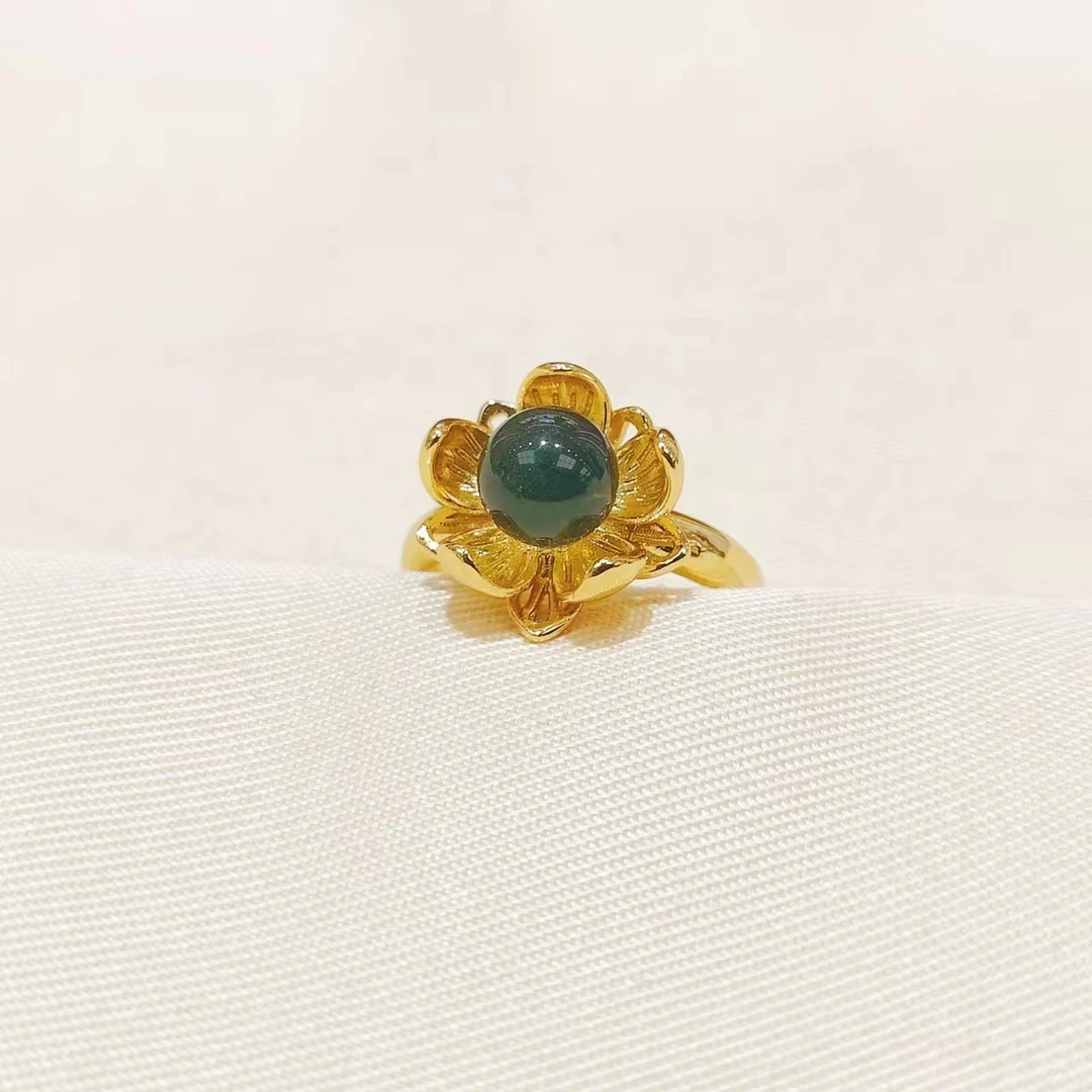 【太太正品】女人如花.太阳花花开富贵花儿蓝珀合金镶嵌戒指【ZJZ48】