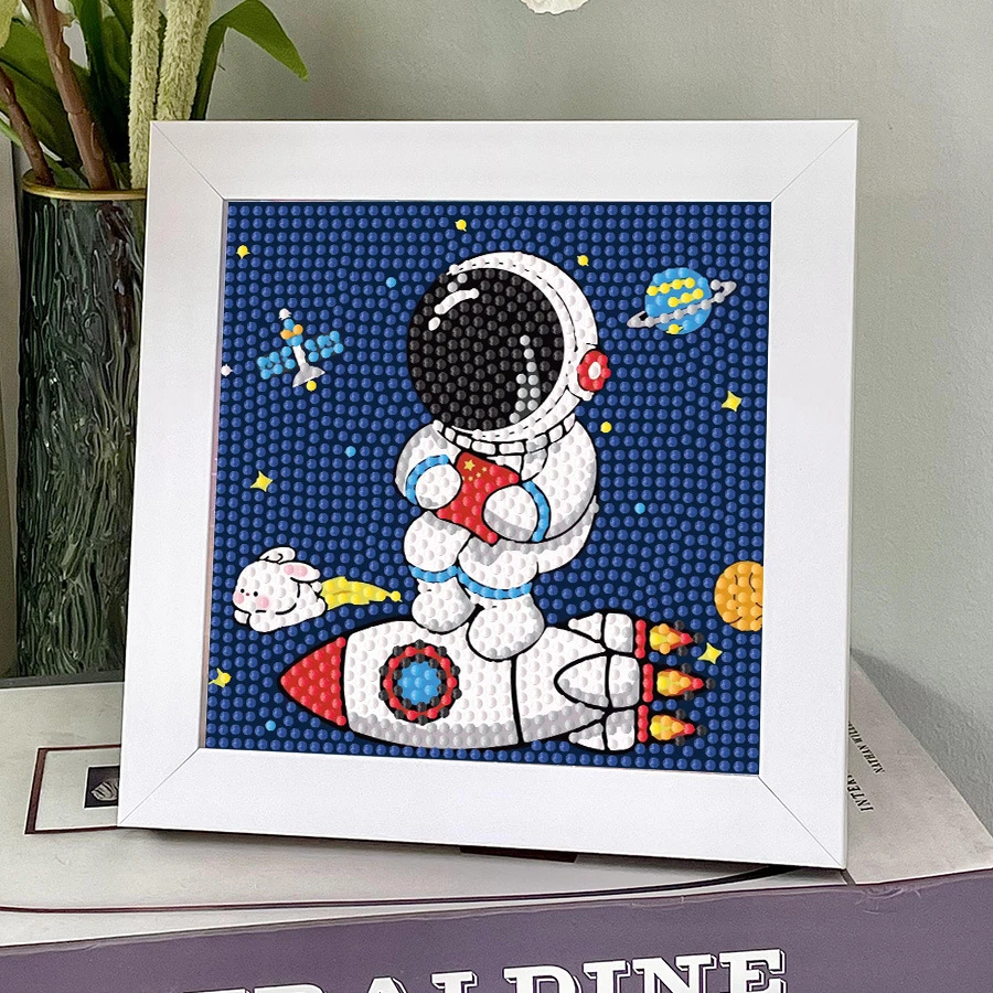 带框框钻石画满钻宇航员2023新款儿童手工diy水晶贴画太空人玩具
