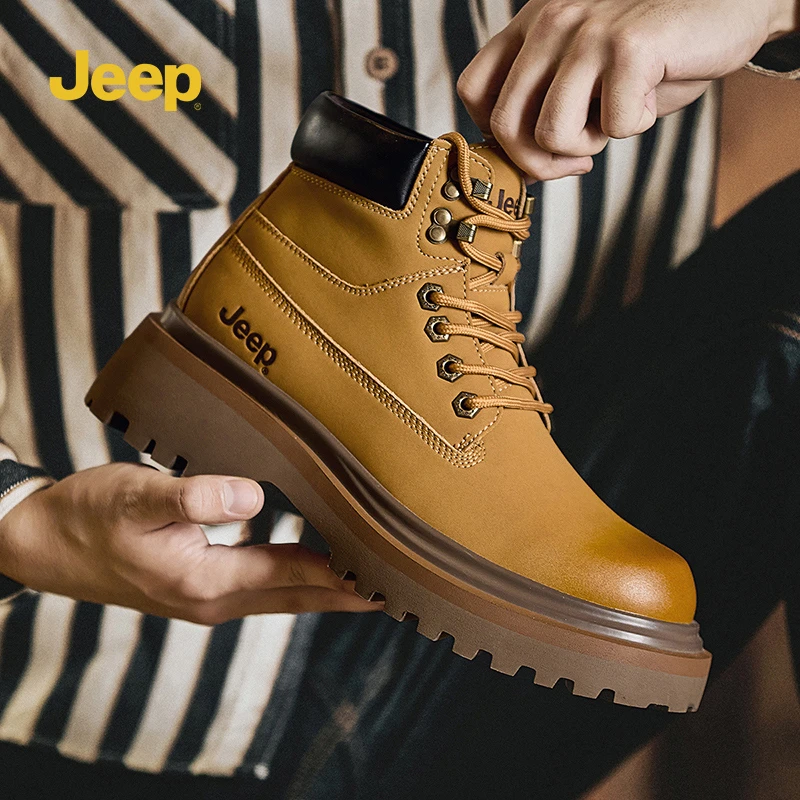 JEEP/吉普男鞋吉普马丁靴秋冬男式休闲鞋大黄靴百搭时尚户外高帮