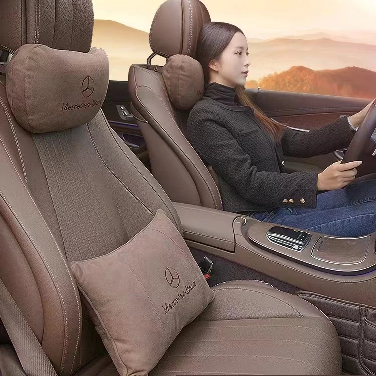 适用于奔驰汽车头枕车载护颈S级迈巴赫颈椎疲劳/E300腰靠车枕一对