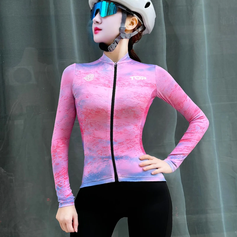 【玫瑰】春夏季牛奶丝长袖速干骑行服公路车自行车单车上衣防晒透气