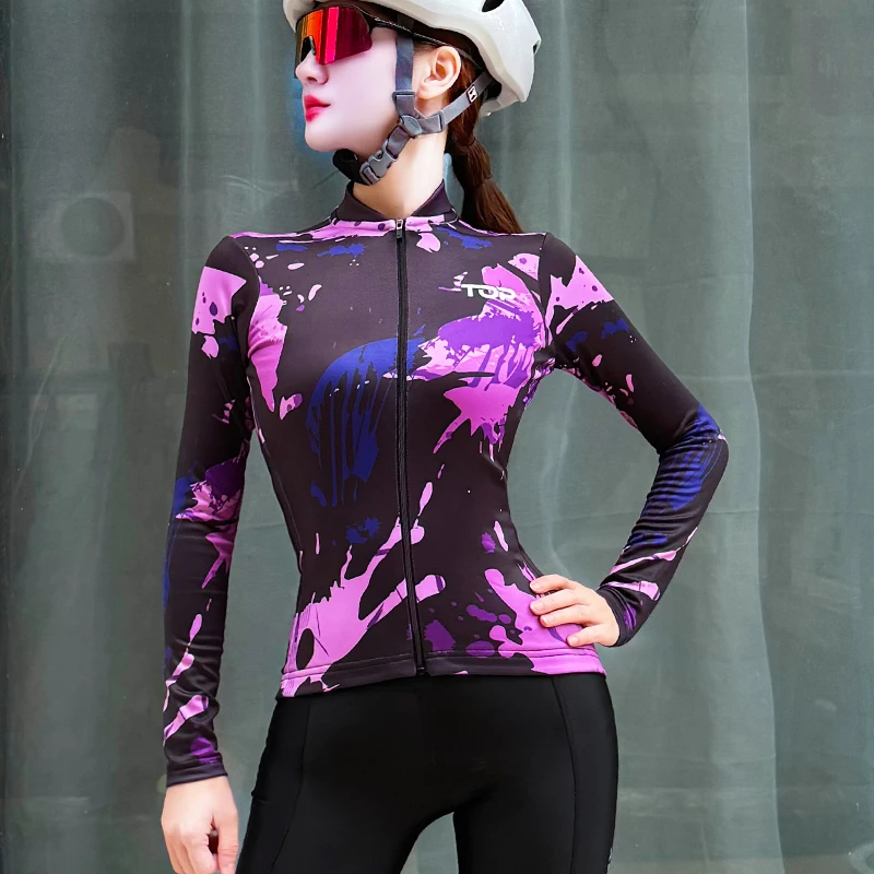 【暗夜暖绒】秋冬季加绒保暖速干长袖骑行服公路自行车单车上衣透气