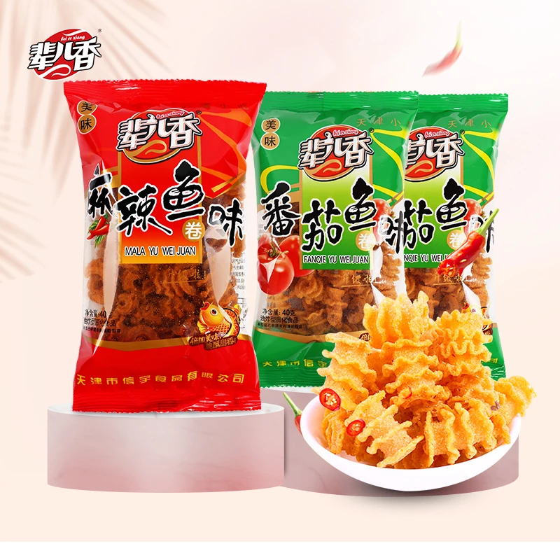 【辈儿香】办公室实惠好吃解馋零食 40g鱼味卷 麻辣味/番茄味