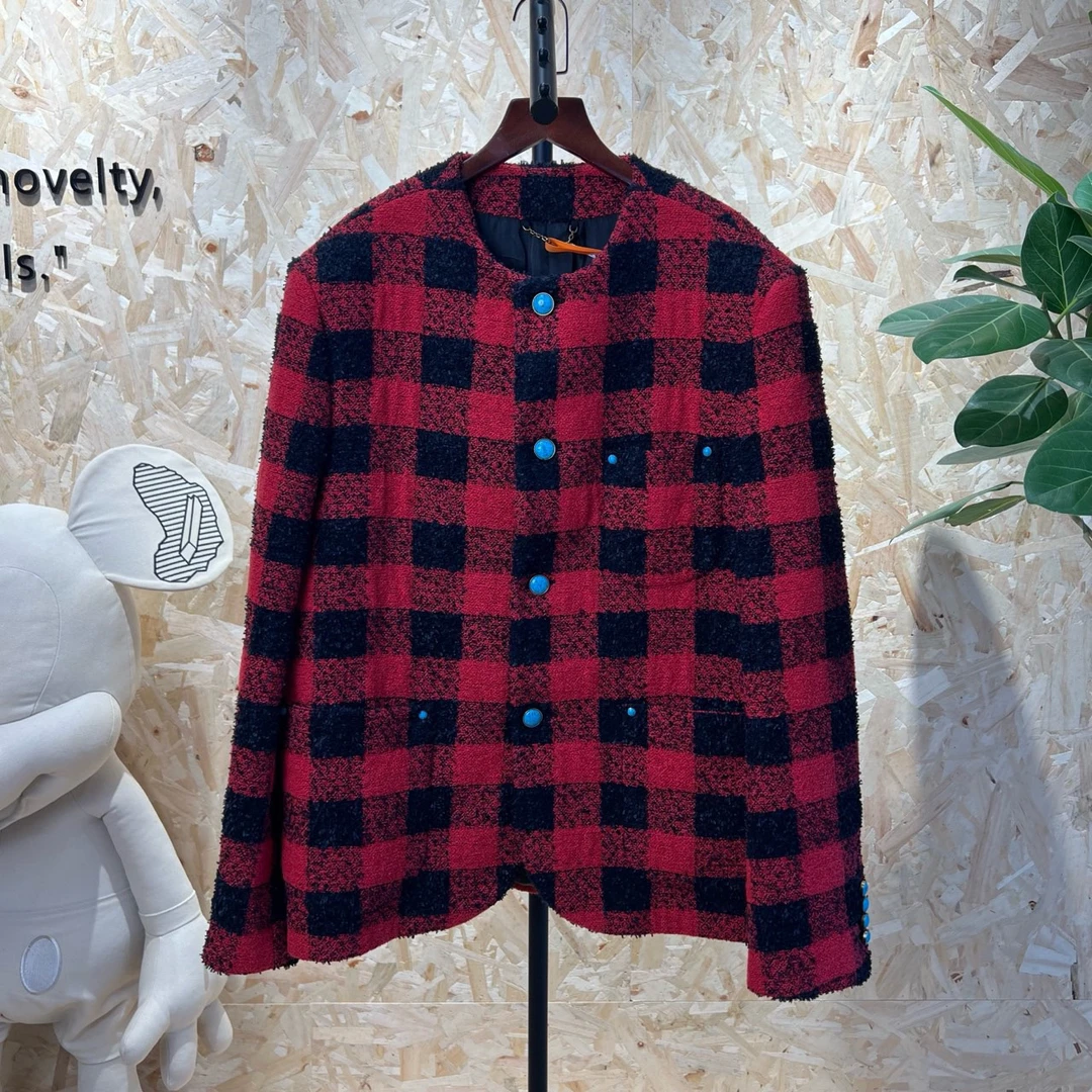lv 路易威登 FW24 格纹单排扣圆领长袖夹克/50码/未使用/CL00864