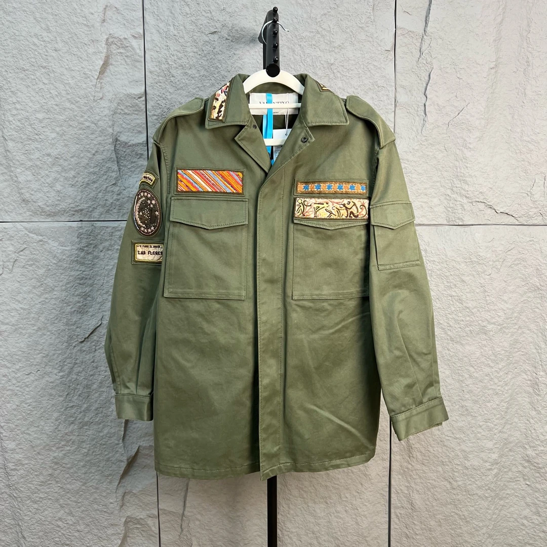 99新 Valentino/华伦天奴 （pm）工装图案做旧夹克 42码 ys000558