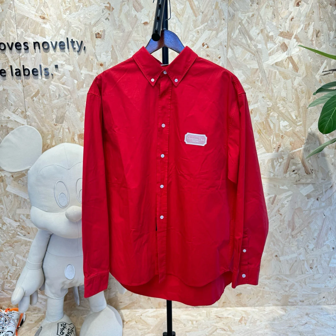 99新 DIOR/迪奥 红色 贴布刺绣图案logo 衬衫外套 ys000177