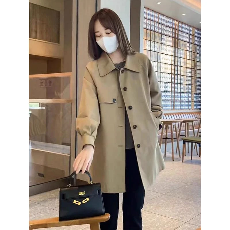 棉服爆款中长款感风衣女春秋季新款韩版宽松百搭时尚小个子显瘦女